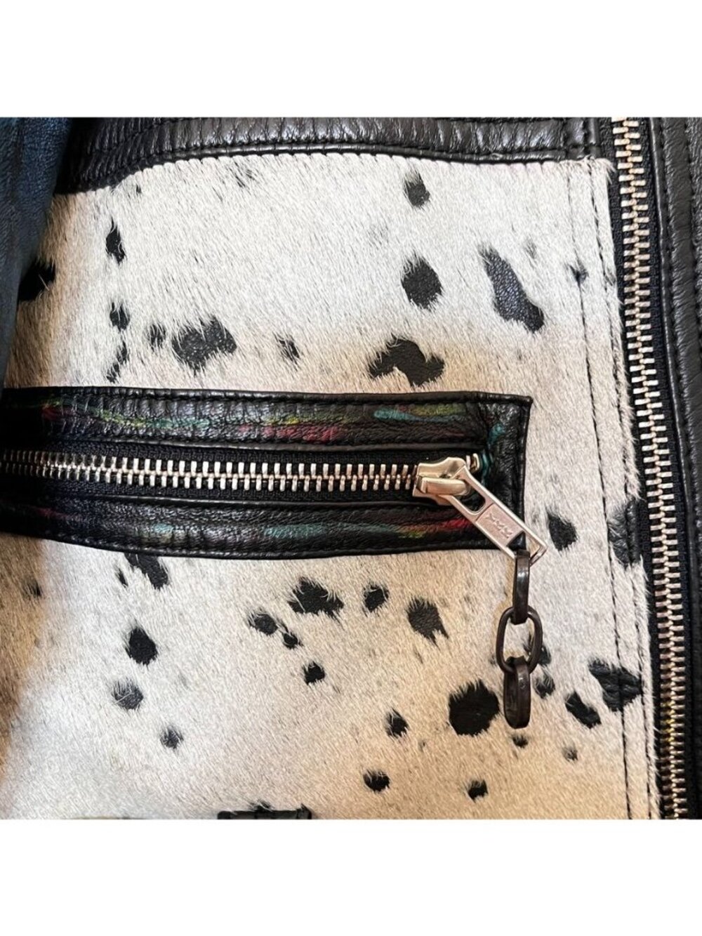 Zara Women M Ltd Edition Leather Battle Jacket Moto Studded Patchwork Cropped - Picture 4 of 16
